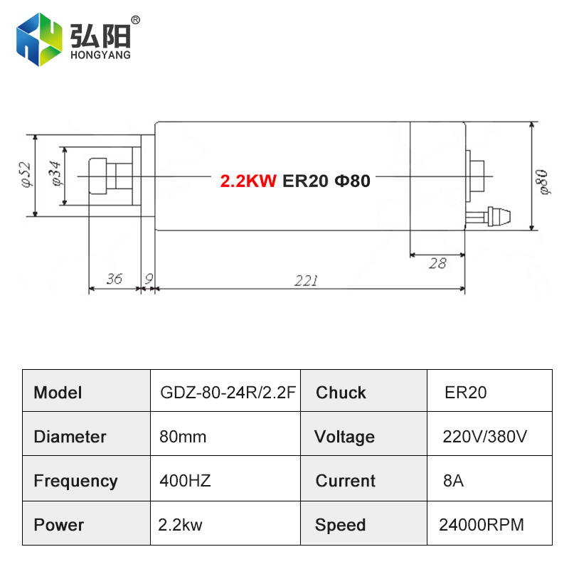 홍양(HONGYANG) 소형 수냉식 스핀들 모터 2.2 - Cnc Spindle Motor 리뷰 및 가격